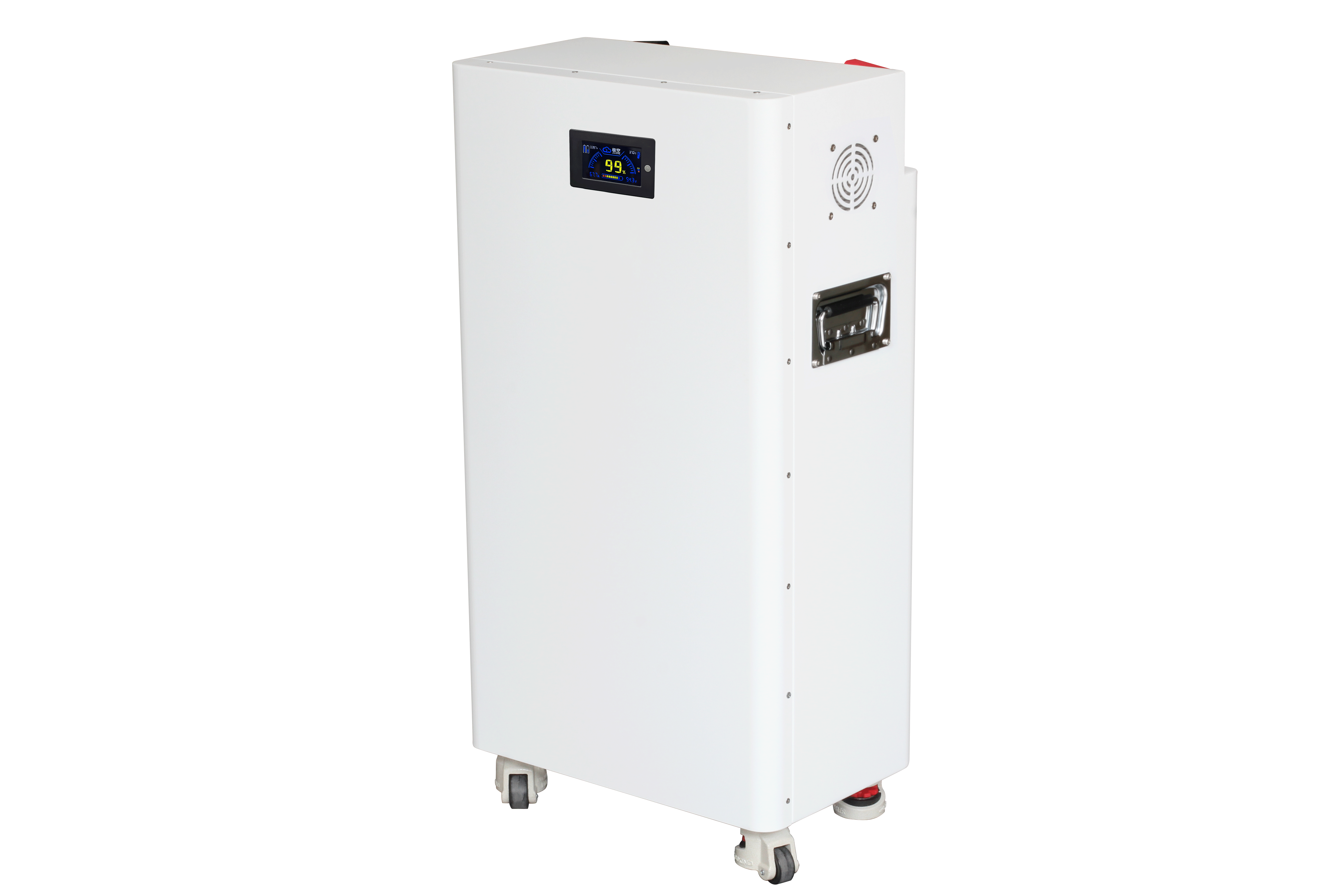 Slim floor-standing LiFePO4 battery with wheels